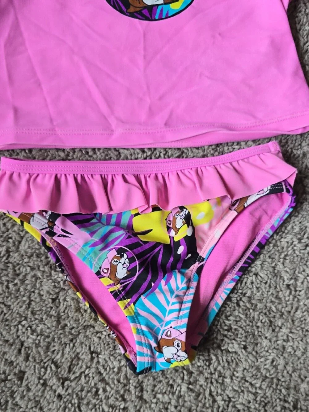 Girls Bucc-ees Tropical Floral Pink Rash Guard Two-Piece Swim Set